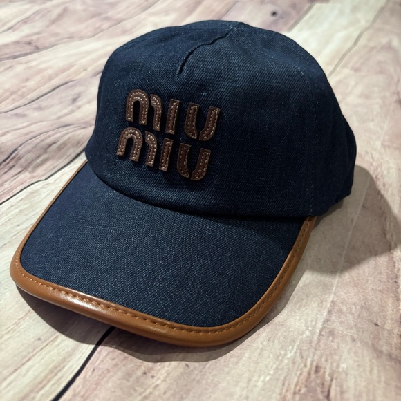 Miu Miu Accessories - Miu Miu denim baseball cap with an embroidered logo